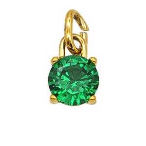 Stainless Steel Pendant Pave Green Zirconia Gold Plated, approx 7mm
