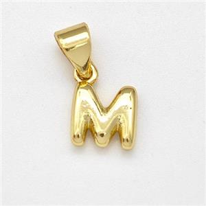 Stainless Steel Letter-M Pendant Gold Plated, approx 6-7mm