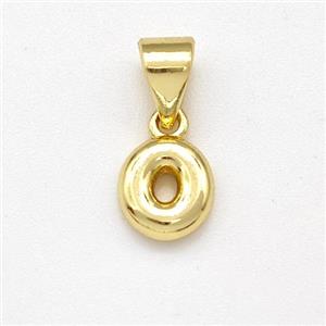 Stainless Steel Letter-O Pendant Gold Plated, approx 6-7mm