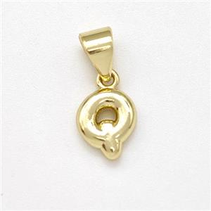 Stainless Steel Letter-Q Pendant Gold Plated, approx 6-7mm