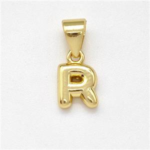 Stainless Steel Letter-R Pendant Gold Plated, approx 6-7mm