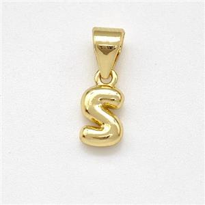 Stainless Steel Letter-S Pendant Gold Plated, approx 6-7mm