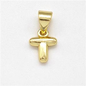 Stainless Steel Letter-T Pendant Gold Plated, approx 6-7mm