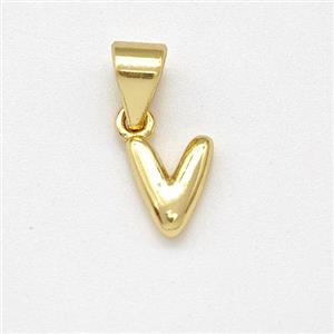 Stainless Steel Letter-V Pendant Gold Plated, approx 6-7mm
