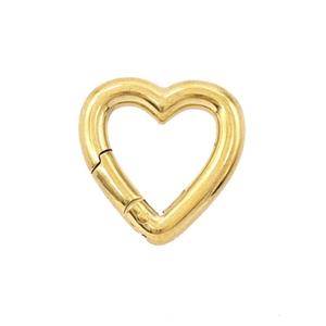 Stainless Steel Carabiner Clasp Heart Gold Plated, approx 14mm