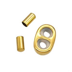 Stainless Steel CordEnd Gold Plated, approx 8-13mm, 3x6mm