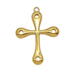 Stainless Steel Cross Pendant Gold Plated, approx 20-25mm