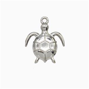Raw Stainless Steel Tortoise Pendant, approx 13-14mm