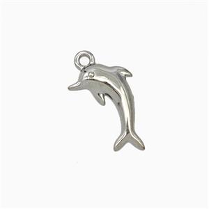 Raw Stainless Steel Dolphin Pendant, approx 8-13mm