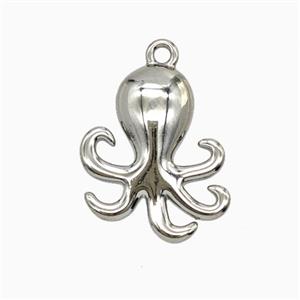 Raw Stainless Steel Octopus Pendant, approx 12-15mm