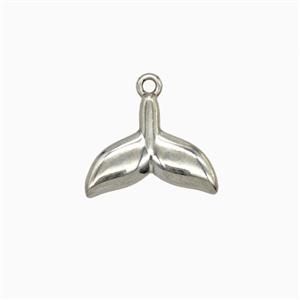 Raw Stainless Steel Shark-Tail Pendant, approx 10-14mm