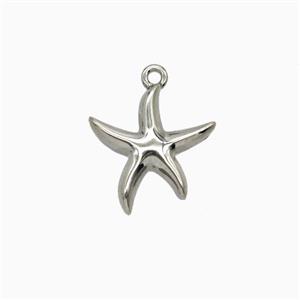Raw Stainless Steel Starfish Pendant, approx 13.5mm