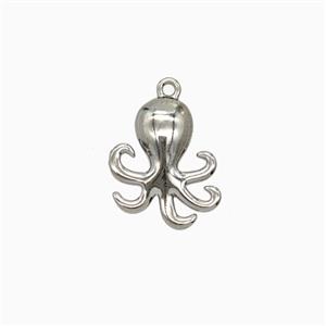 Raw Stainless Steel Octopus Pendant, approx 10-12mm