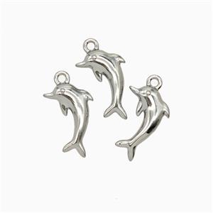 Raw Stainless Steel Dolphin Pendant, approx 7-11mm