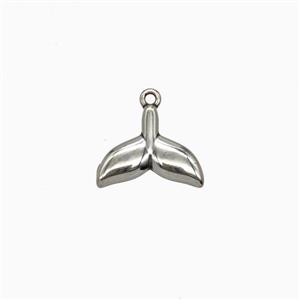 Raw Stainless Steel Shark-Tail Pendant, approx 9-11mm