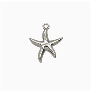 Raw Stainless Steel Starfish Pendant, approx 11mm