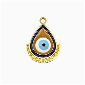 Stainless Steel Eye Pendant Enamel Gold Plated, approx 13-15mm