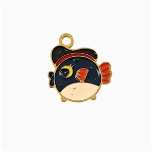 Stainless Steel Fish Pendant Enamel Gold Plated, approx 11-14mm