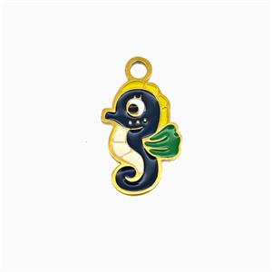Stainless Steel Seahorse Pendant Enamel Gold Plated, approx 10-14mm