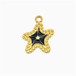 Stainless Steel Starfish Pendant Enamel Gold Plated, approx 14mm
