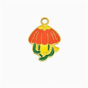 Stainless Steel Jellyfish Pendant Enamel Gold Plated, approx 12-14mm