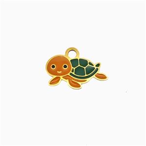 Stainless Steel Tortoise Pendant Enamel Gold Plated, approx 7-13mm