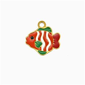 Stainless Steel Fish Pendant Enamel Gold Plated, approx 12-14mm