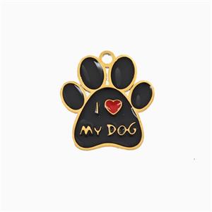 Stainless Steel Paws Pendant Enamel Gold Plated, approx 15mm