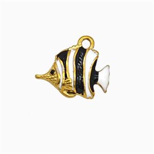Stainless Steel Fish Pendant Enamel Gold Plated, approx 10-14mm
