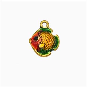Stainless Steel Fish Pendant Red Painted Gold Plated, approx 10mm