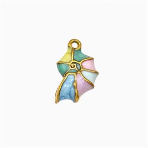 Stainless Steel Spiral Shell Pendant Multicolor Enamel Gold Plated, approx 9-13mm