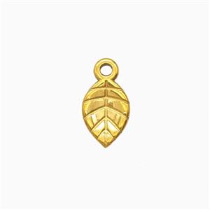 Stainless Steel Leaf Pendant Gold Plated, approx 7-10mm