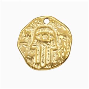 Stainless Steel Hamsahand Pendant Gold Plated, approx 18mm