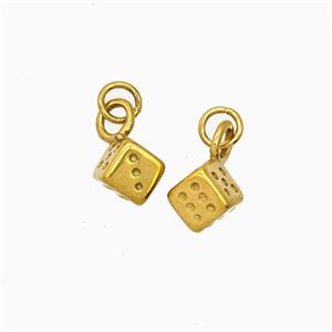 Stainless Steel Dice Pendant Gold plated, approx 5.5mm