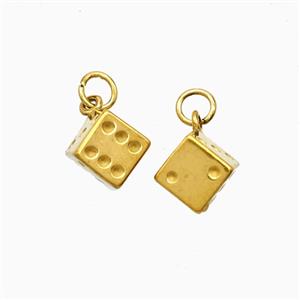 Stainless Steel Dice Pendant Gold plated, approx 7mm