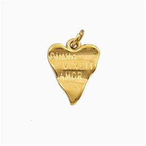 Stainless Steel Heart Pendant Gold plated, approx 13-15mm