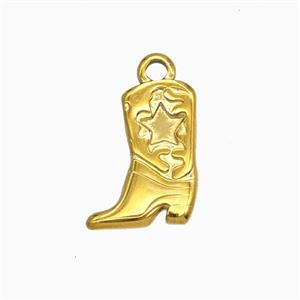 Stainless Steel Cowboy Shoes Pendant Gold Plated, approx 13.5-17mm