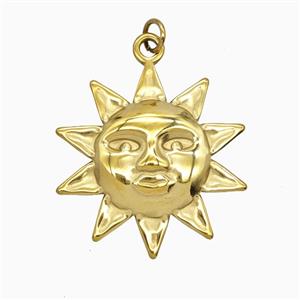 Stainless Steel Sun Pendant Gold plated, approx 27mm