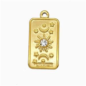 Stainless Steel Tarot Card Pendant Pave Rhinestone Sun Moon Gold plated, approx 13-22mm