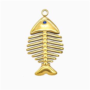 Stainless Steel Fishbone Pendant Gold Plated, approx 15-24mm