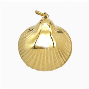 Stainless Steel Scallop Shell Pendant Gold Plated, approx 25mm