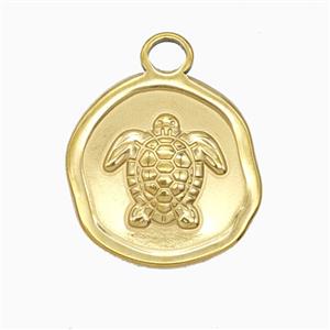 Stainless Steel Tortoise Pendant Gold Plated, approx 22-24mm