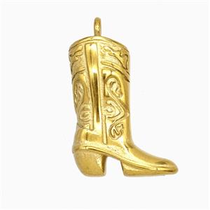 Stainless Steel Cowboy Shoes Pendant Gold Plated, approx 15-20mm