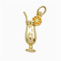 Martini Drink Glass Cup Copper Pendant Lemon Enamel Gold Plated, approx 8-18mm