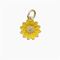 Copper Sunflower Pendant Yellow Enamel Gold Plated, approx 10mm