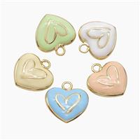 Copper Heart Pendant Enamel Gold Plated Mixed, approx 20mm