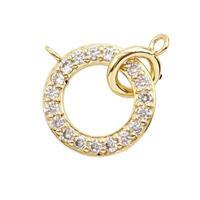 Copper Circle Pendant Pave Zirconia Gold Plated, approx 8mm, 16mm