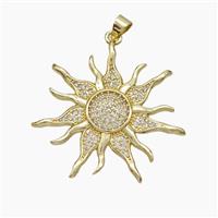 Copper Sun Pendant Micropave Zirconia Gold Plated, approx 35mm