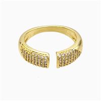 Copper Ring Pave Zircon, Gold Plated, approx 6mm, 18mm dia