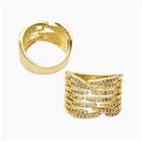 Copper Rings Pave Zirconia 18K Gold Plated, approx 16mm, 18mm dia